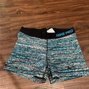 Girls Nike Pro Teal Black Marled Training Shorts size large